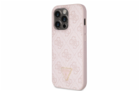 Guess PU 4G Strass Triangle Metal Logo Zadní Kryt + Crossbody Popruh pro iPhone 15 Pro Růžový Prémiový kryt je vyroben z pružného a pevného PU materiálu, který poskytuje dokonalou ochranu před poškrá