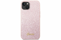 Guess PC/TPU Glitter Flakes Metal Logo Zadní Kryt pro iPhone 14 Plus Pink Guess prémiový ochranný kryt telefonu s motivem Guess, který nejen že váš telefon perfektně ochrání, ale také svým povedeným 