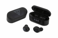 Guess True Wireless Triangle Logo BT5.0 Stereo Earphones, černá Bezdrátová sluchátka značky GUESS s technologií Bluetooth 5.0, odolností IPX4 (proti stříkající vodě),
