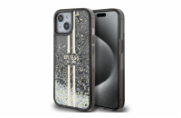 Guess PC/TPU Liquid Glitter Gold Stripe Zadní Kryt pro iPhone 15 Black Guess TPU Liquid Glitter Gold Stripe značkový kryt z měkkého a odolného plastu s atraktivními glittery uvnitř, které se přesýpaj