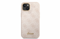 Guess PC/TPU 4G Metal Camera Outline Zadní Kryt pro iPhone 14 Pink Guess 4G prémiový ochranný kryt telefonu v kombinaci zadní strany potaženou látkou s motivem Guess a pružnými PU boky