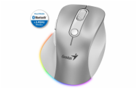 GENIUS Ergo 9000S Pro Silver/ duální Bluetooth + 2,4GHz/ 2400 dpi/ bezdrátová/ 6tlačítková/ dobíjecí/ RGB/ stříbrná