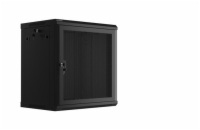 LANBERG Nástěnná jednodílná skříň 19", 12U/600x450, (v rozloženém stavu), perforované dveře, černá (RAL9004)
