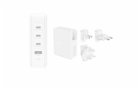 Belkin BOOST CHARGE™ 140W 4-portová USB-C Power Delivery GaN PPS nástěnná nabíječka + UK, EU, US adaptéry, bílá