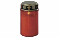 LED hřbitovní svíčka, 12,5 cm, 2x C, venkovní i vnitřní, vintage, časovač, červená  DCCV19