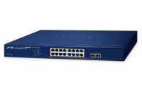 Planet GS-2210-16P2S WEBsmart L2 switch, 16x1Gb, 2x1Gb SFP, 16x PoE 802.3at 240W, QoS