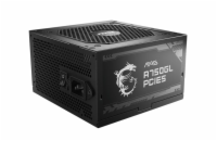 MSI MAG A750GL PCIE5 Napájecí zdroj pro stolní počítače, max. stálý výkon 750 W, podpora PCIe 5.0, plně modulární kabeláž, 80 Plus Gold certifikace, konektory: 1x 24-pin, 2x 4+4-pin, 1x 16-pin, 3x 6+