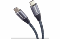 PremiumCord USB-C kabel ( USB 3.2 GEN 2x2, 5A, 100W, 20Gbit/s ) 3m, bavlněný oplet