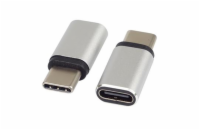 PremiumCord Adaptér USB-C Female - USB-C Male, stříbrná