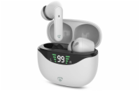 NEDIS bezdrátová sluchátka + mikrofon/ TWS/ BT/ výdrž 30 hod/ 100 dB/ ovládání dotykem/ nabíjecí pouzdro/ USB-C/ bílé