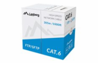 LANBERG LAN KABEL CAT.6 SFTP 305M PEVNÝ CU ŠEDÝ CPR + FLUKE PASSED 