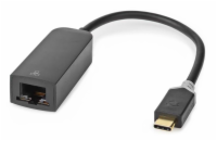 NEDIS kabelový adaptér USB 3.2 Gen 1/ USB-C zástrčka - RJ45 zásuvka/ kulatý/ černý/ 20cm
