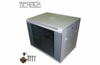 OCRACK 19" OCC-09U-45SBK rozvaděč nástěnný 9U/450mm celoskleněné dveře - černý