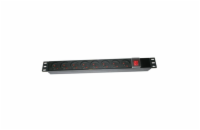 XtendLan 19"/1U rozvodný panel 8x 230V, ČSN, vypínač, 1,8 m