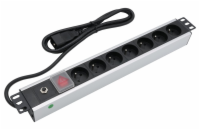 XtendLan 19   rozvodný panel 7x 230V, ČSN, s proudovou ochranou, vypínačem a koncovkou 16A/C20, 1,8 m