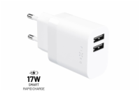 Síťová nabíječka FIXED s 2xUSB výstupem, 17W Smart Rapid Charge, bílá