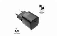 FIXED nabíječka, USB-C,USB-C/USB-C kabel,1m, 20W