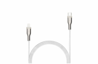 Dlouhý nabíjecí a datový opletený kabel FIXED s konektory USB-C/Lightning a podporou PD, 2 m, MFI, bílý