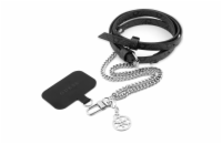 Guess Crossbody Popruh PU 4G Chain with Charm Silver/Black Guess popruh s řetízkem a univerzálním upevněním telefonu pod zadní kryt.