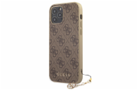 Guess 4G Charms Zadní Kryt pro iPhone 12 Pro Max 6.7 Brown Guess 4G Charms prémiový ochranný kryt telefonu v kombinaci zadní strany s potažená látkou s motivem Guess, pružnými PU boky a atraktivním p
