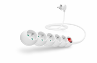 CONNECT IT prodlužovací kabel 230 V, 5 zásuvek, 2 m, s vypínačem (bílý)