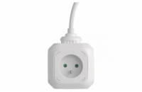 Prodlužovací kabel - kostka 1,9m / 4 zásuvky / bílý / PVC / s USB / 1 mm2