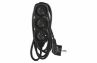 Prodlužovací kabel 2 m / 3 zásuvky / černý / PVC / 1 mm2