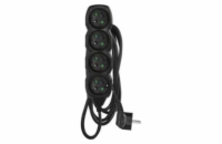 Prodlužovací kabel 3 m / 4 zásuvky / černý / PVC / 1,5 mm2