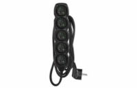 Prodlužovací kabel 3 m / 5 zásuvek / černý / PVC / 1,5 mm2