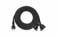 Venkovní prodlužovací kabel 15m / 2 zásuvky / černý / guma / 230 V / 1,5mm2