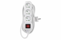Prodlužovací kabel 7 m / 3 zásuvky / s vypínačem / bílý / PVC / 1,5 mm2