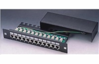 XtendLan Patch panel 10", 1U / 12 portů,CAT5,STP, LSA,s krytem, vodorovné umístění konektorů, zemnič, černý