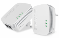 STRONG sada 2 adaptérů Powerline WF 600 DUO MINI/ Powerline 600 Mbit/s/ Wi-Fi 300 Mbit/s/ 2x LAN/ bílý
