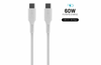 Nabíjecí a datový Liquid silicone kabel FIXED s konektory USB-C/USB-C a podporou PD, 1.2m, USB 2.0, 60W, bílý
