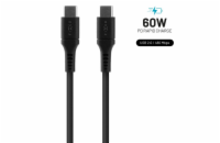 Nabíjecí a datový Liquid silicone kabel FIXED s konektory USB-C/USB-C a podporou PD, 1.2m, USB 2.0, 60W, černý