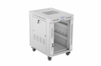 LANBERG Volně stojící skříň 19" 15U/600x800 LCD skleněné dveře šedá 