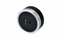 Viking zásuvkový modul A60, 1x USB-A, 1x USB-C, PD, stříbrno-černá