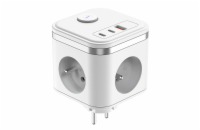 Síťový adaptér VIKING Y33, bílá/Output:3xAC,1xUSB-A,2xUSB-C/Tlačítko ON/OFF