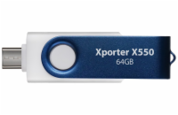 PATRIOT Xporter X550 64GB / USB Typ-A + USB Typ-C / USB 3.2 Gen 1 / bílo-modrá