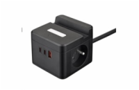 Viking síťový adaptér YC23H, 2x 230 V, 1x USB-A, 2x USB-C, dotykové světlo, funkce stojánku, černá