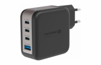 Swissten síťový adaptér gan 3x usb-c 100w pd + 1x usb-a 18w qc černý