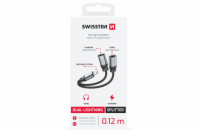 SWISSTEN NABÍJECÍ AUDIO ADAPTÉR TEXTILE LIGHTNING (samec) / 2x LIGHTNING (samice) 0,12 M ČERNÝ