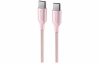 SWISSTEN DATOVÝ KABEL TEXTILE II USB-C / USB-C 1,5 M RŮŽOVÝ