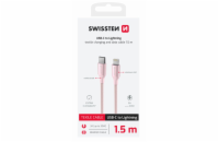 SWISSTEN DATOVÝ KABEL TEXTILE II USB-C / LIGHTNING 1,5 M RŮŽOVÝ