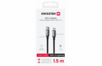 SWISSTEN DATOVÝ KABEL TEXTILE II USB-C / LIGHTNING 1,5 M ČERNÝ