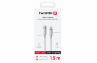 SWISSTEN DATOVÝ KABEL TEXTILE II USB-C / LIGHTNING 1,5 M BÍLÝ