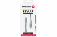 Swissten datový kabel kevlar usb-c / lightning 1,5 m bílý