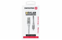 Swissten datový kabel kevlar usb / lightning 1,5 m bílý