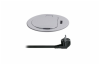 Solight 1z + USB-C 20W PD vestavná zásuvka, 2m, stříbrná
