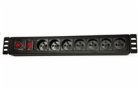 19" rozvodný panel LEXI-Net 7x230V, ČSN, vypínač, proudová ochrana, kabel 3m, 1,5U